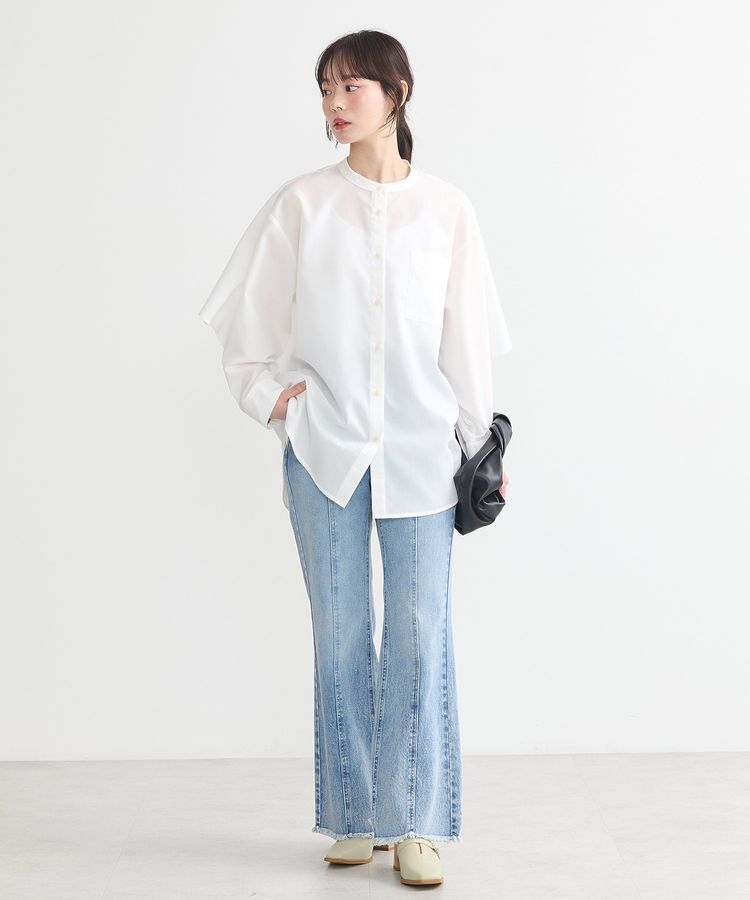 earth music&ecology「フロントシームセミフレアデニムパンツ」|デニム|