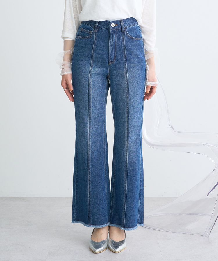 earth music&ecology「フロントシームセミフレアデニムパンツ」|デニム|