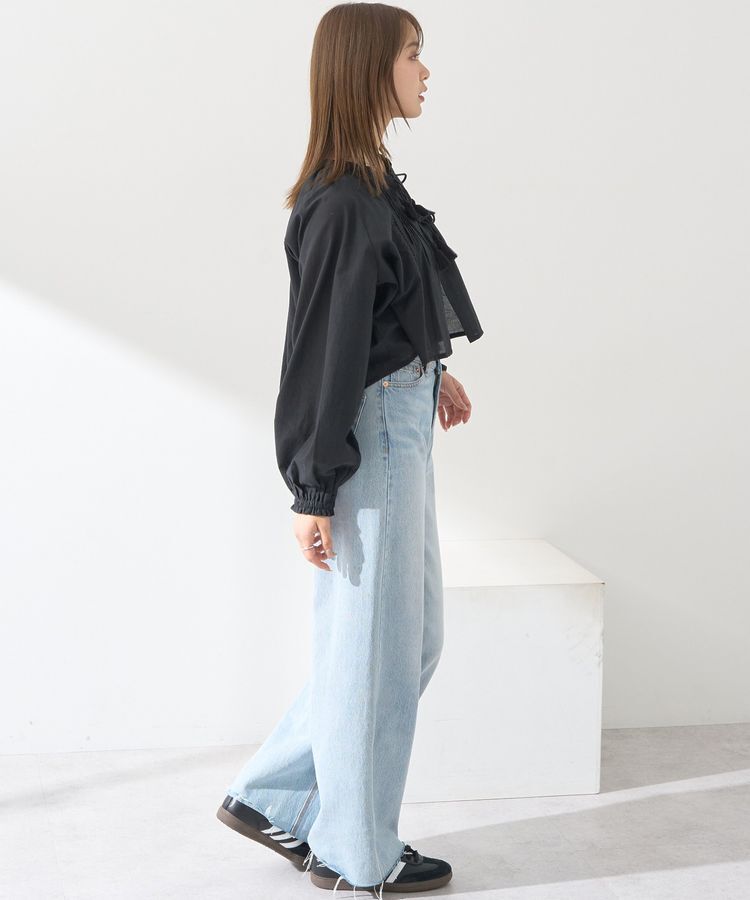 earth music&ecology「セルフカットワイドデニムパンツ」|デニム|