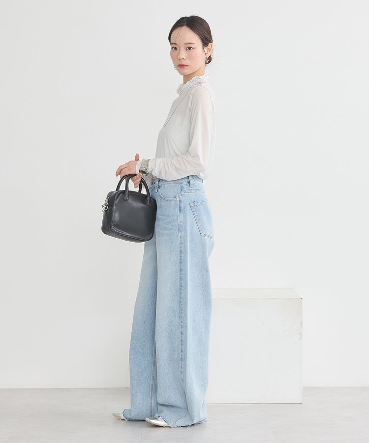 earth music&ecology「セルフカットワイドデニムパンツ」|デニム|