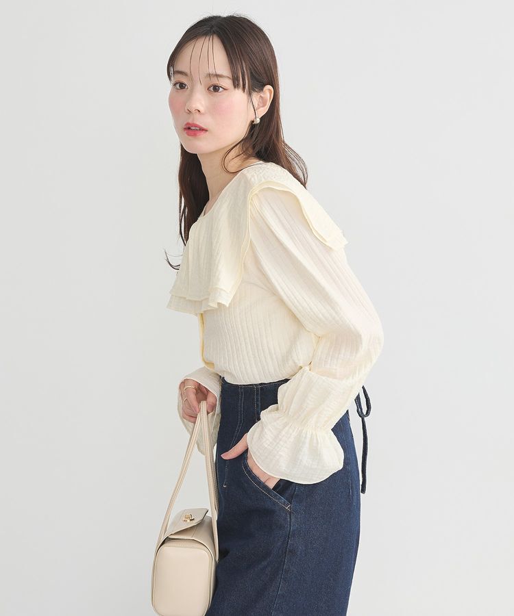 earth music&ecology「2WAYスクエアラッフルカラーブラウス」|シャツ・ブラウス|