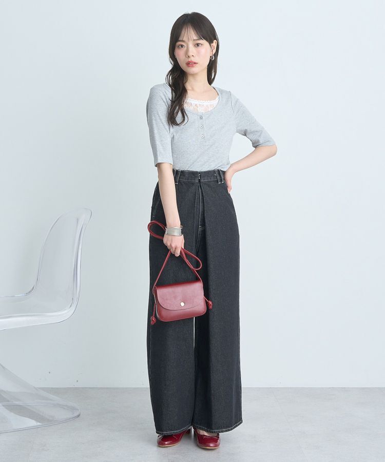 earth music&ecology「レースレイヤードリブプルオーバー」|Tシャツ・カットソー|