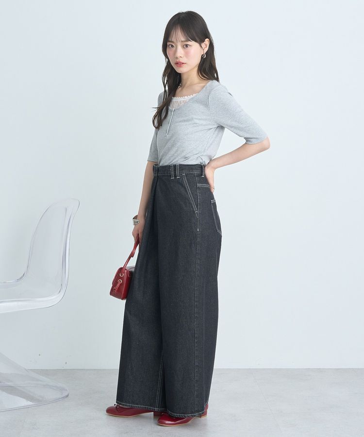 earth music&ecology「レースレイヤードリブプルオーバー」|Tシャツ・カットソー|