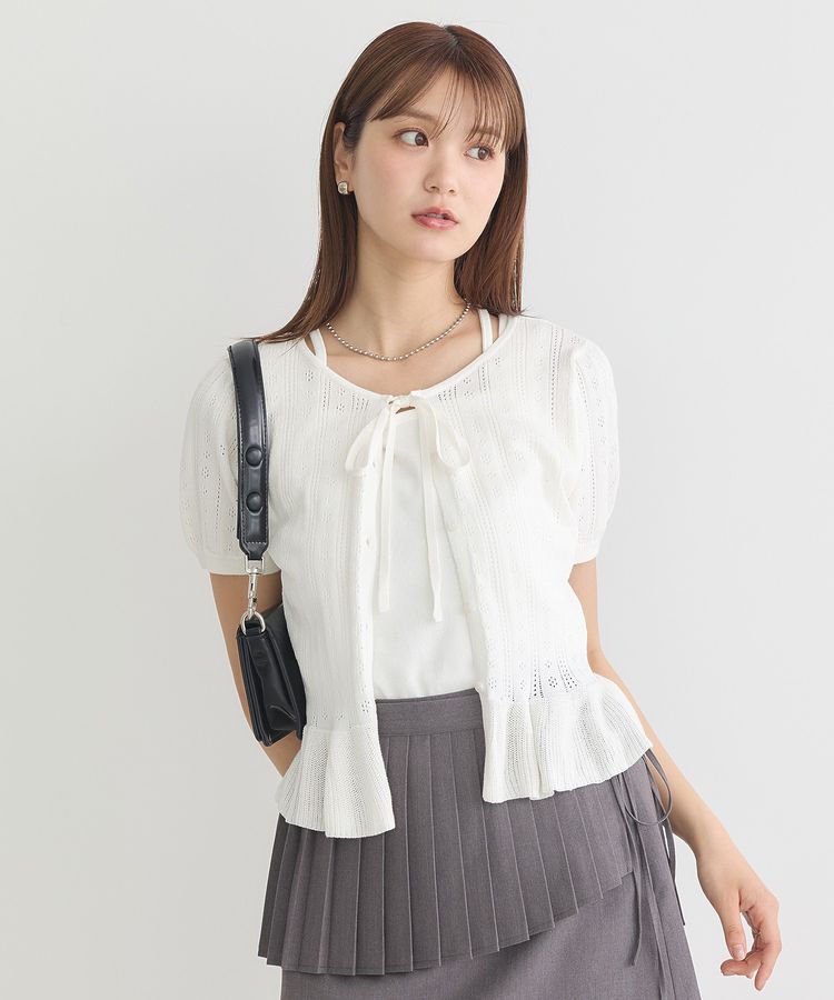 earth music&ecology「ナローリボンペプラムニットカーディガン」|カーディガン|