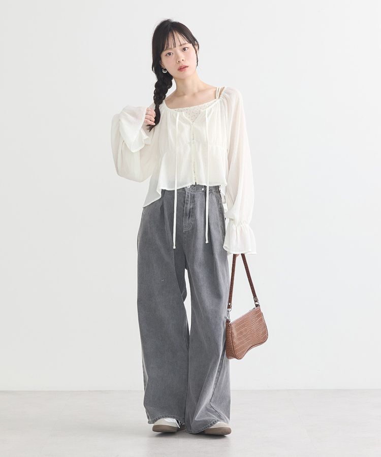 earth music&ecology「ナローリボンくしゅくしゅギャザーブラウス」|シャツ・ブラウス|