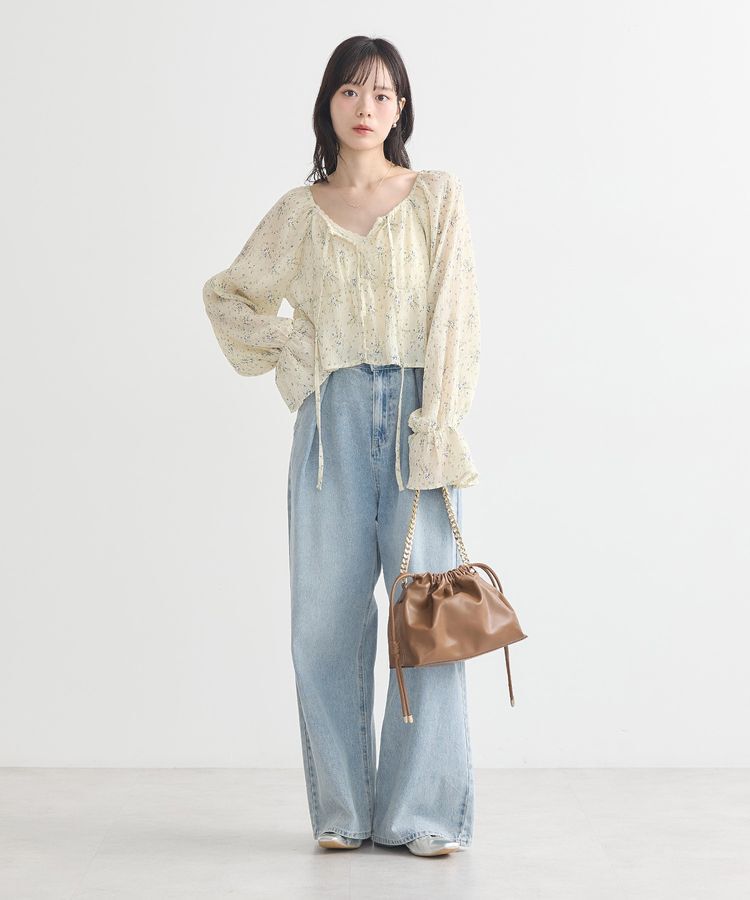 earth music&ecology「ナローリボンくしゅくしゅギャザーブラウス」|シャツ・ブラウス|