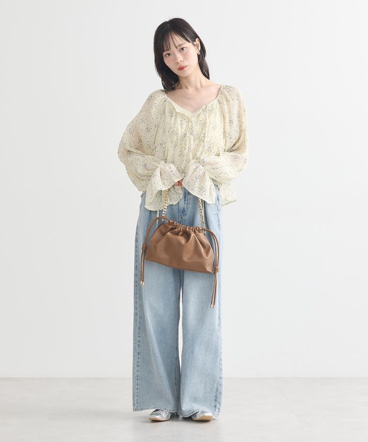 earth music&ecology「ナローリボンくしゅくしゅギャザーブラウス」|シャツ・ブラウス|