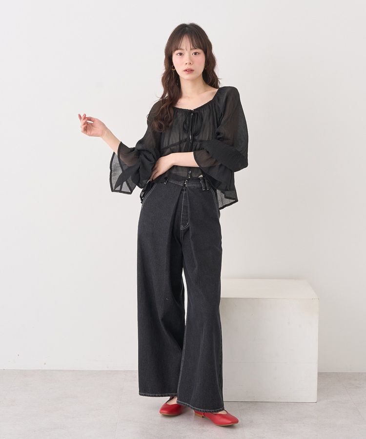 earth music&ecology「ナローリボンくしゅくしゅギャザーブラウス」|シャツ・ブラウス|