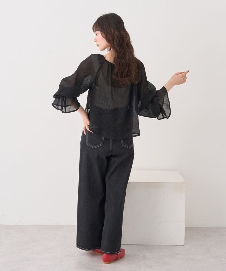 earth music&ecology「ナローリボンくしゅくしゅギャザーブラウス」|シャツ・ブラウス|