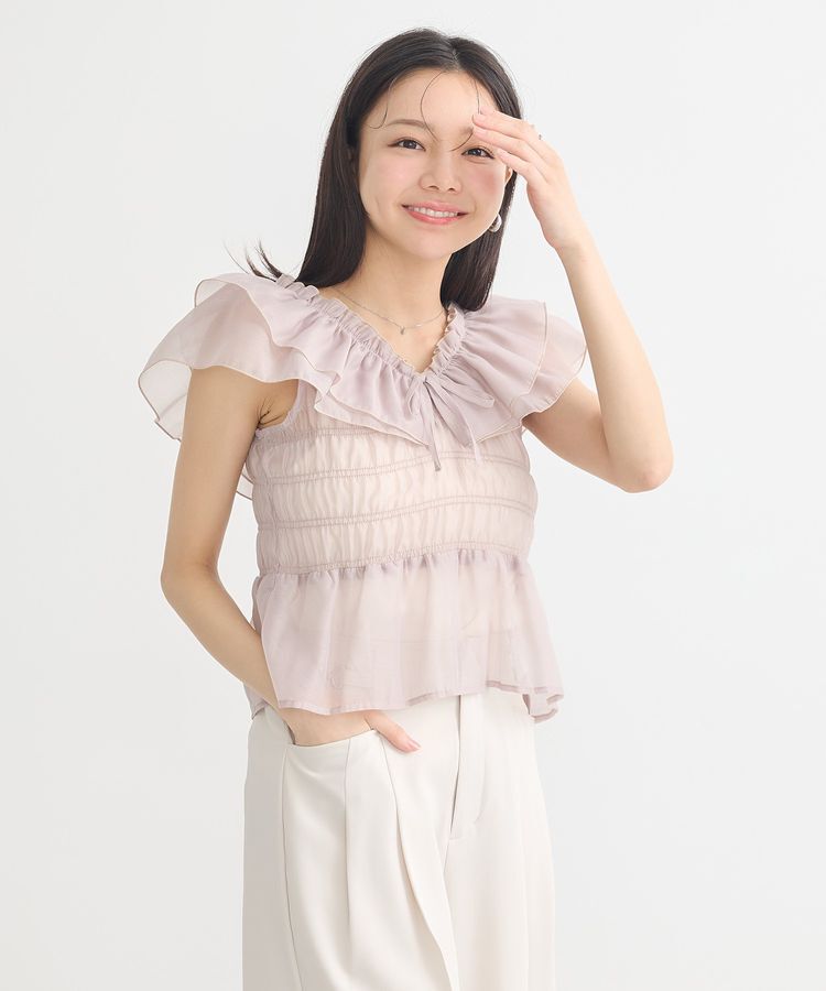 earth music&ecology「ダブルフリルノースリブラウス」|シャツ・ブラウス|