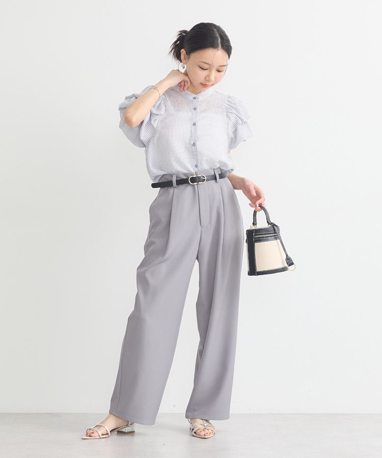 earth music&ecology「ミニチェックバルーンスリーブブラウス」|シャツ・ブラウス|