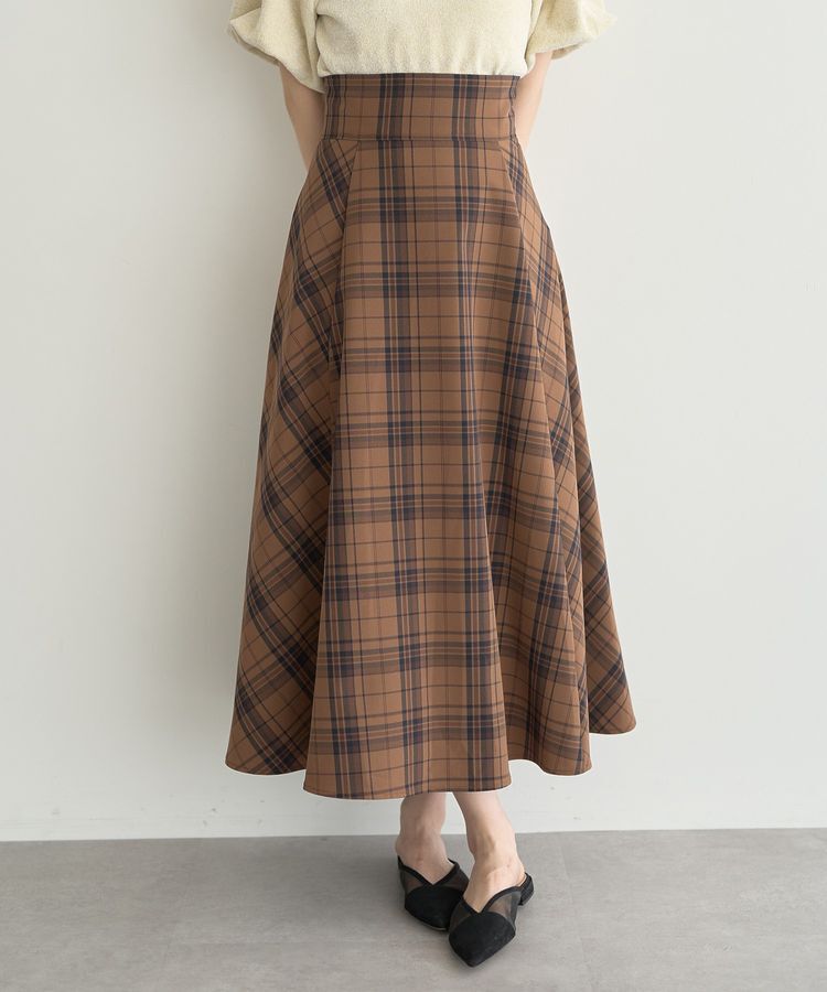 earth music&ecology「バックレースアップチェックスカート」|フレア|