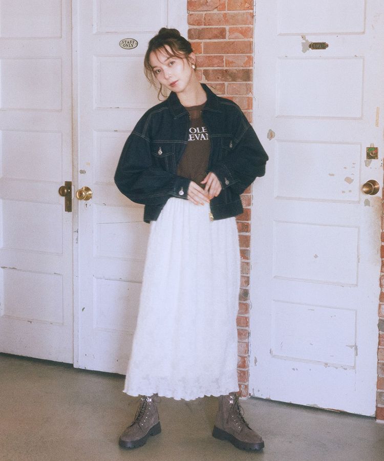 earth music&ecology「マジョリカプリーツナロースカート」|タイト|