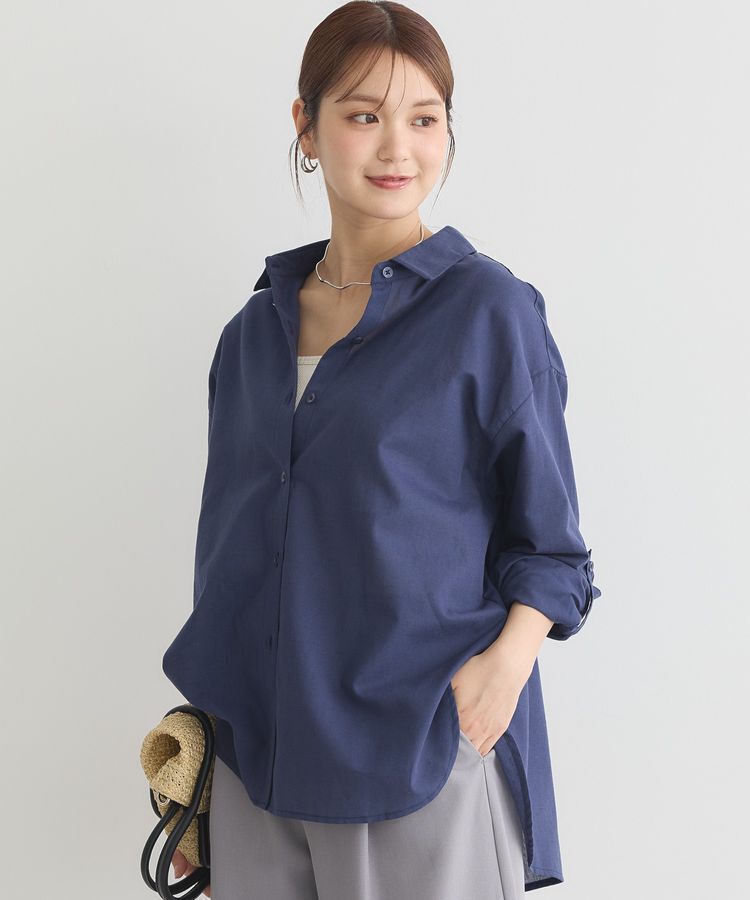 earth music&ecology「綿麻混ベーシックシャツ」|シャツ・ブラウス|Navy