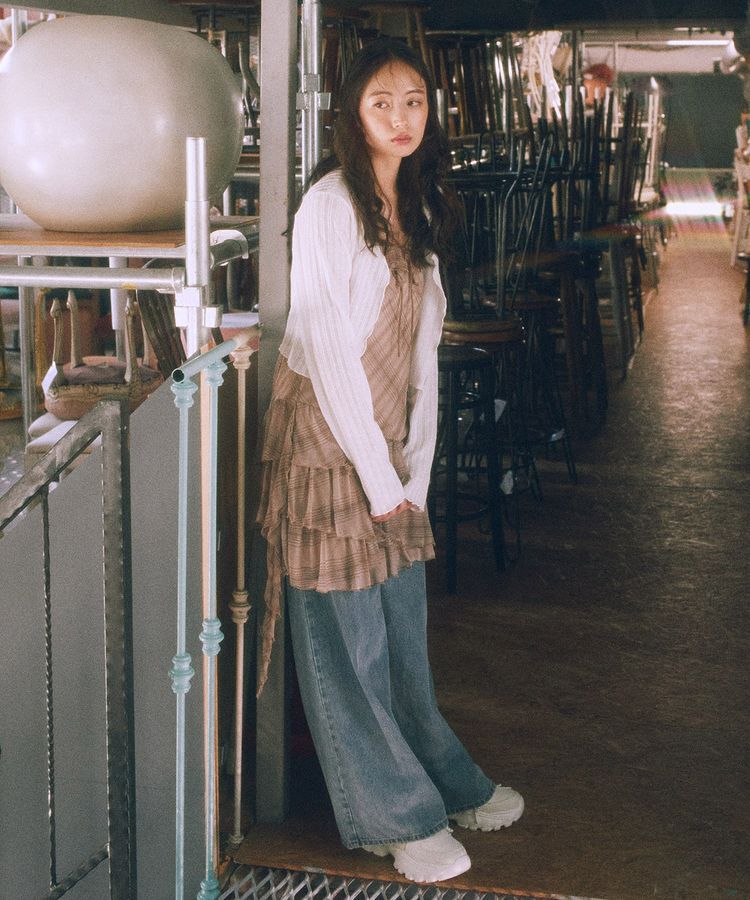 earth music&ecology「SET2点メローボレロ＋フリルキャミソール」|カーディガン|