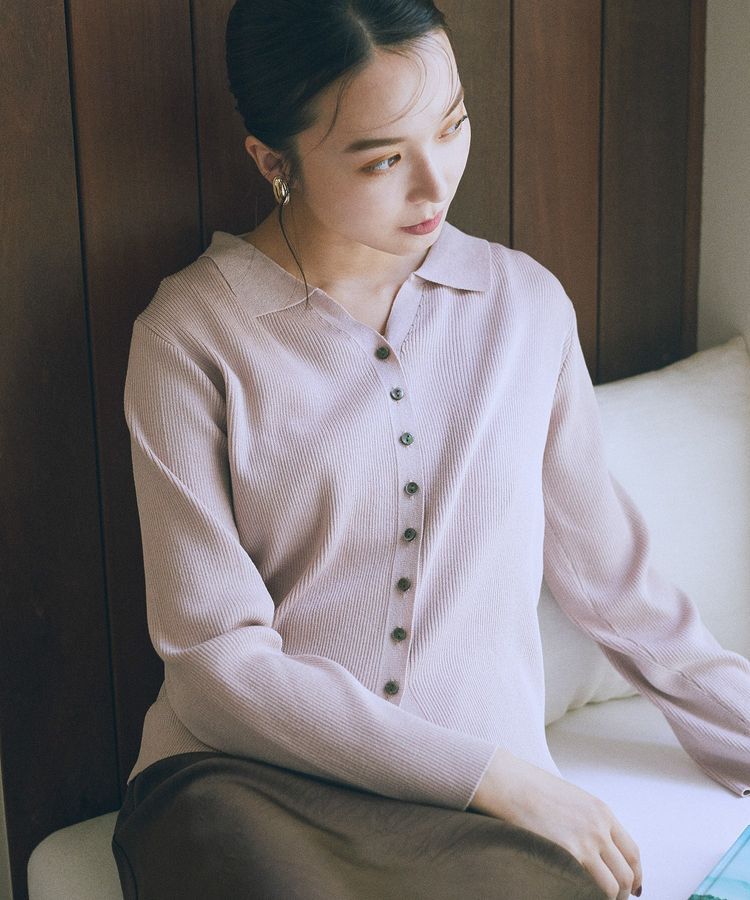 earth music&ecology「襟付きニットカーディガン」|カーディガン|