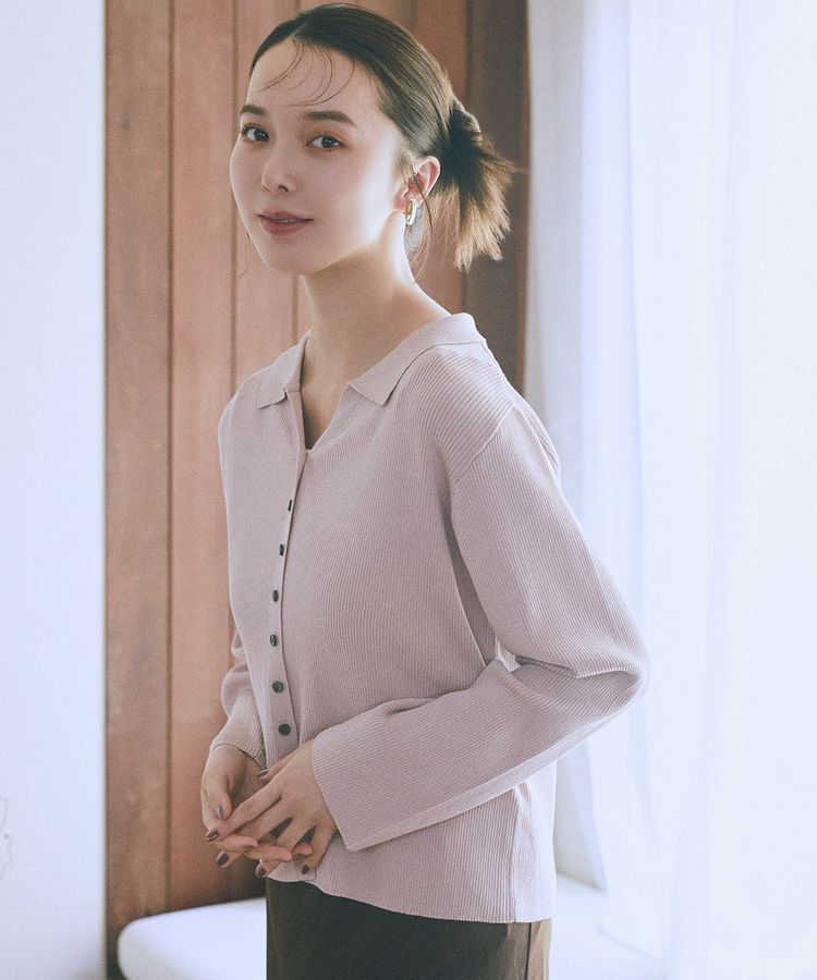 earth music&ecology「襟付きニットカーディガン」|カーディガン|