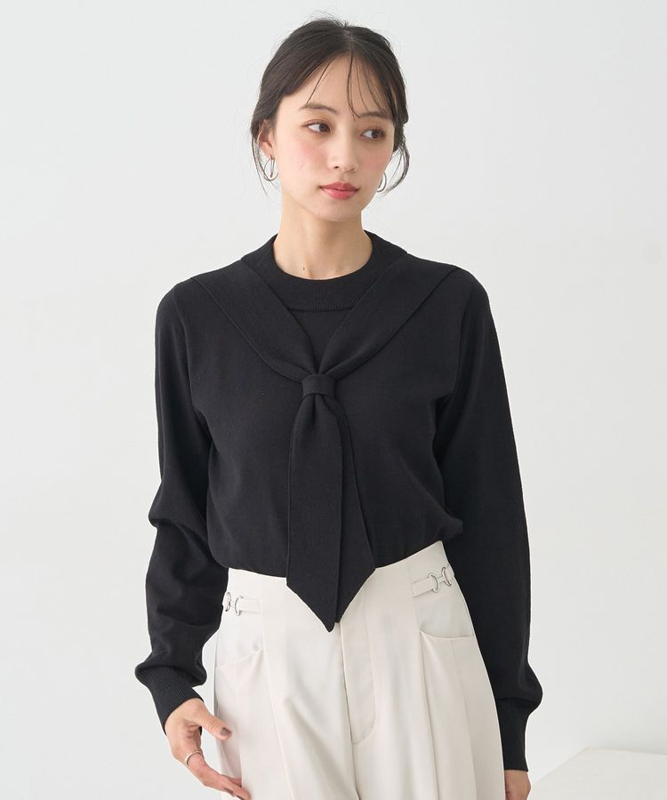 earth music&ecology「ボウタイニットプルオーバー」|ニット・セーター|