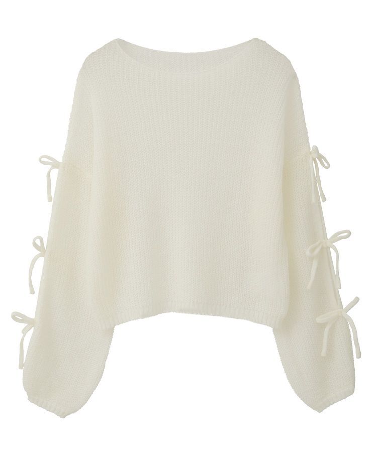 earth music&ecology「サイドリボン透かしニットプルオーバー」|ニット・セーター|