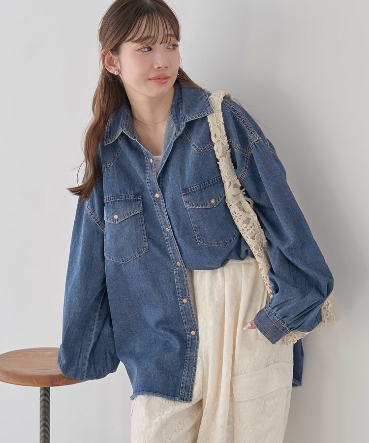 earth music&ecology「ウエスタンデニムシャツ」|シャツ・ブラウス|Medium Indigo