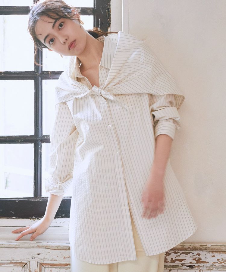 earth music&ecology「【SET2点】スカーフ付きスキッパーシャツ」|シャツ・ブラウス|