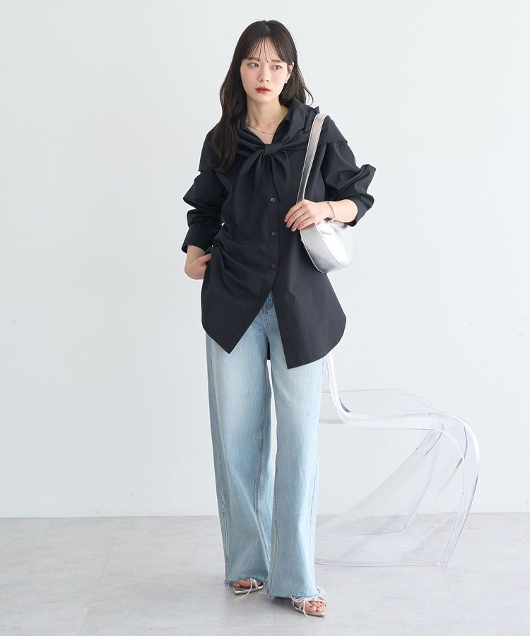 earth music&ecology「【SET2点】スカーフ付きスキッパーシャツ」|シャツ・ブラウス|