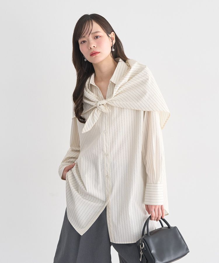 earth music&ecology「【SET2点】スカーフ付きスキッパーシャツ」|シャツ・ブラウス|