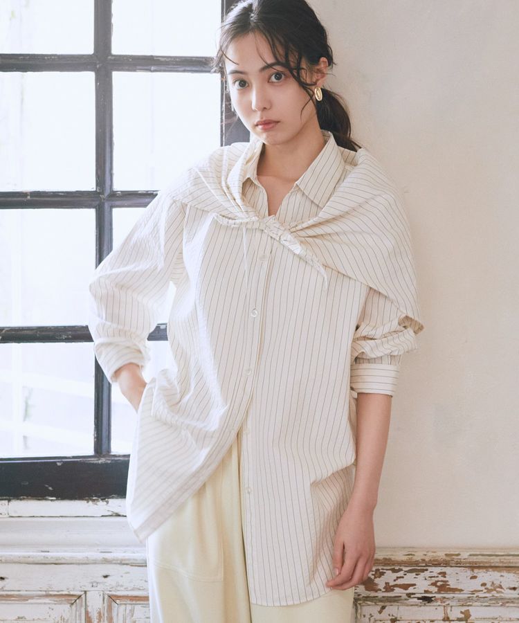 earth music&ecology「【SET2点】スカーフ付きスキッパーシャツ」|シャツ・ブラウス|Stripe