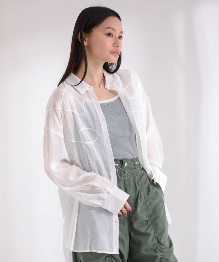 Green Parks「・ELENCARE DUE テープ刺繍シアーシャツ」|シャツ・ブラウス|
