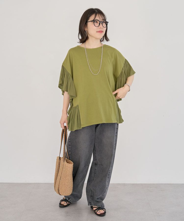 Green Parks「袖フレアドッキングカットプルオーバー」|Tシャツ・カットソー|