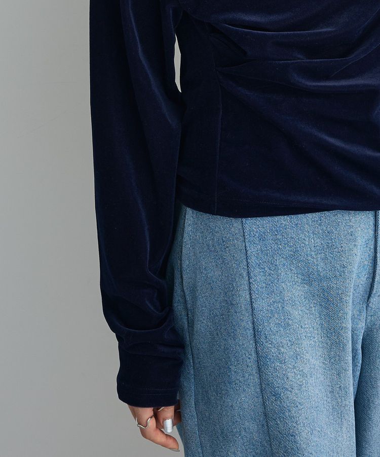 AnriettMusee「シアーベロアオフショル長袖プルオーバー」|Tシャツ・カットソー|