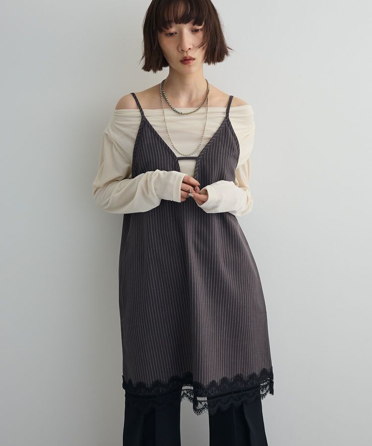 AnriettMusee「シアーベロアオフショル長袖プルオーバー」|Tシャツ・カットソー|