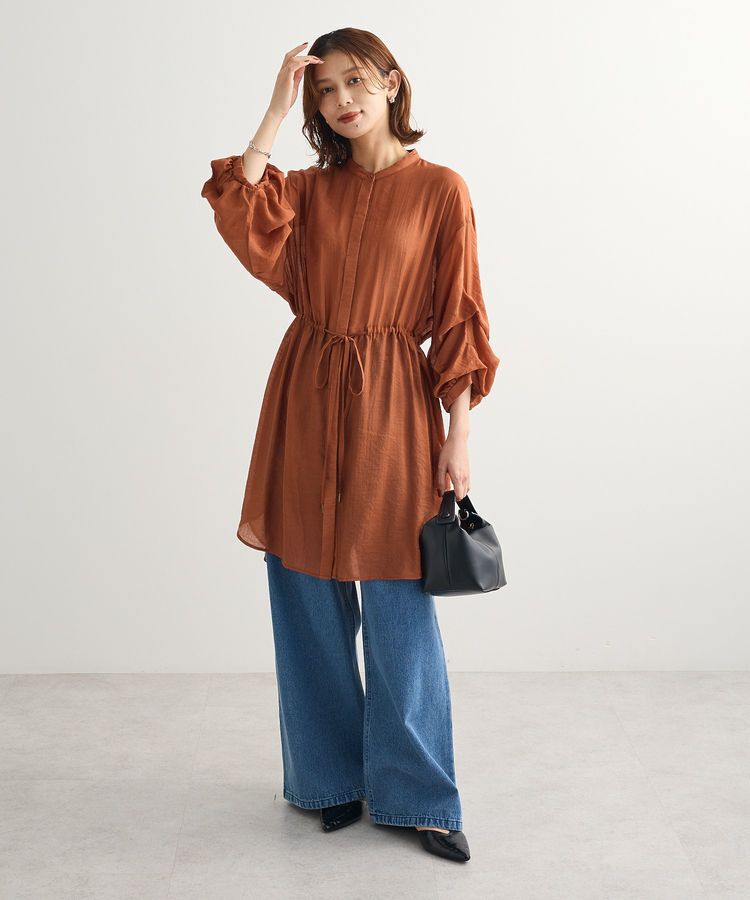 Green Parks「バンドカラー比翼タック袖チュニック」|チュニック|