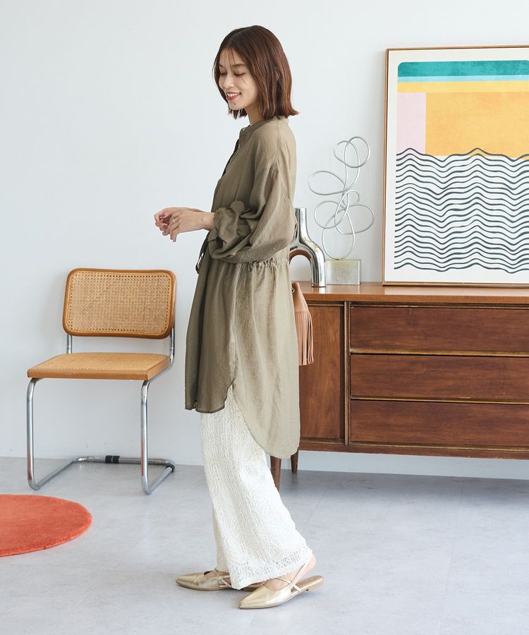 Green Parks「バンドカラー比翼タック袖チュニック」|チュニック|