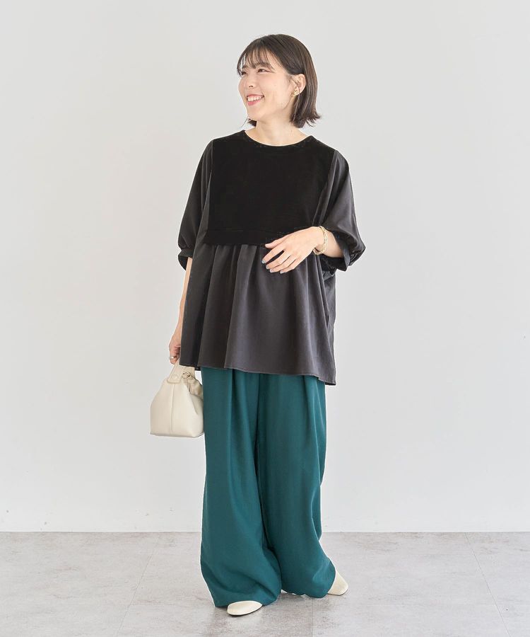 Green Parks「ベスト風7分袖ドッキングプルオーバー」|Tシャツ・カットソー|