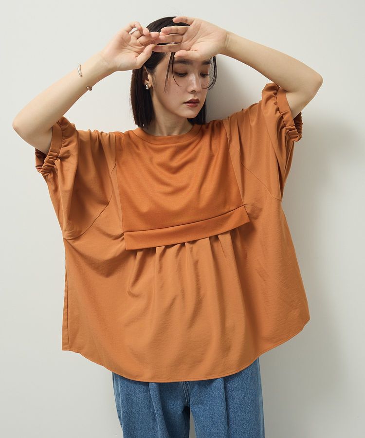 Green Parks「ベスト風7分袖ドッキングプルオーバー」|Tシャツ・カットソー|