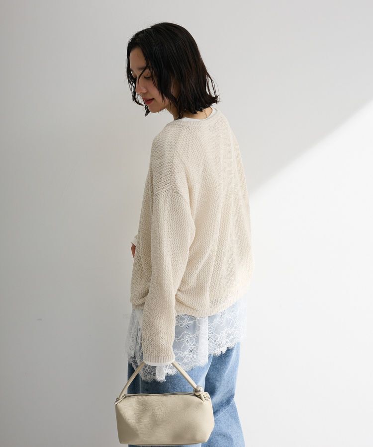 Green Parks「サイドシャーリング透かし編みニットプルオーバー」|ニット・セーター|