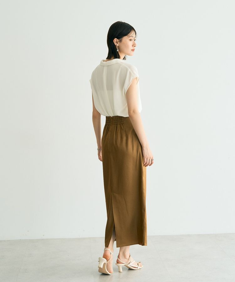 YECCA VECCA「シャイニーロングスカート」|タイト|