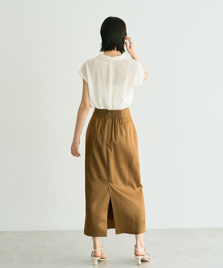 YECCA VECCA「シャイニーロングスカート」|タイト|