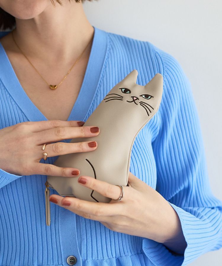 YECCA VECCA「【because】PUお出かけキャットミニ」|傘|Gray Beige