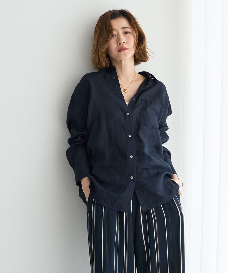 YECCA VECCA「3wayフレンチリネンシャツ」|シャツ・ブラウス|Navy