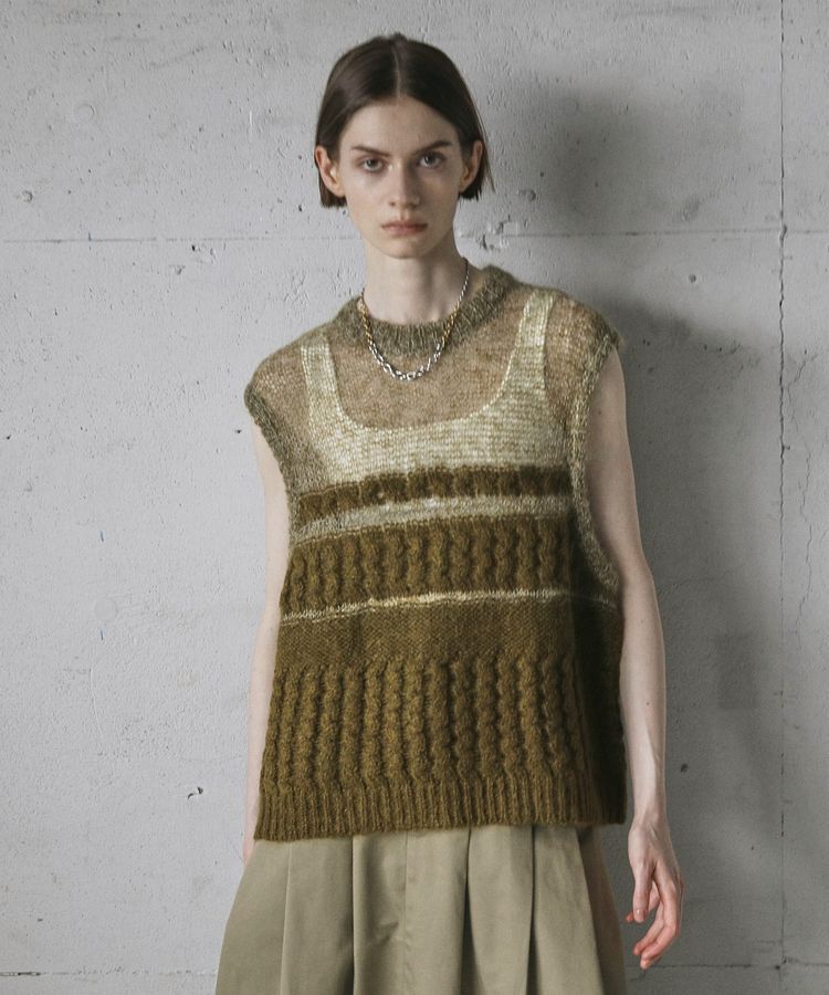 GARAGE OF GOOD CLOTHING「モヘア混ケーブル切り替えノースリーブプルオーバー」|ニット・セーター|