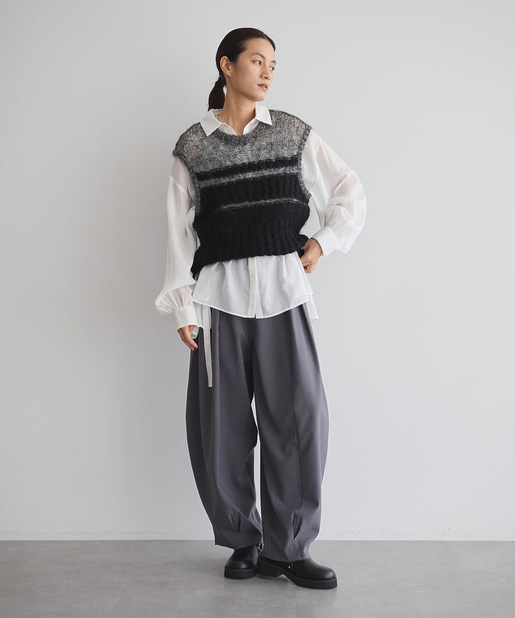 GARAGE OF GOOD CLOTHING「モヘア混ケーブル切り替えノースリーブプルオーバー」|ニット・セーター|