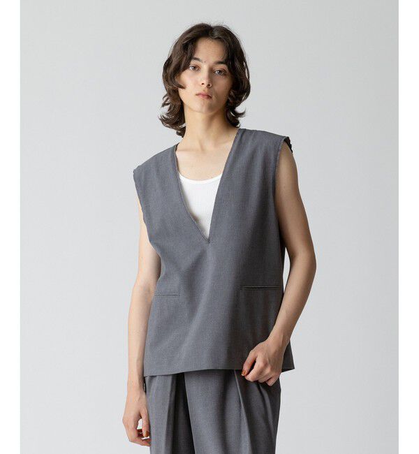 allureville「【セットアップ対応可能】トロピカルVネックジレ」|ベスト・ジレ|