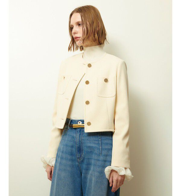 allureville「ダンボールジャージノーカラージャケット」|ノーカラージャケット|アイボリー