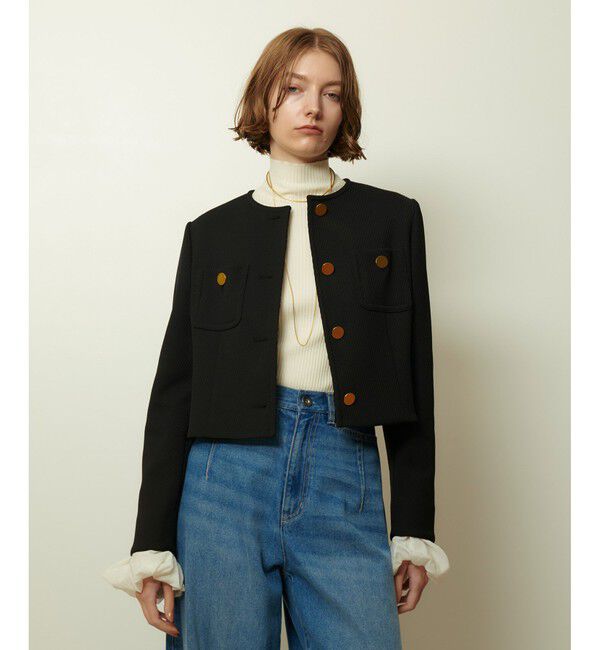 allureville「ダンボールジャージノーカラージャケット」|ノーカラージャケット|