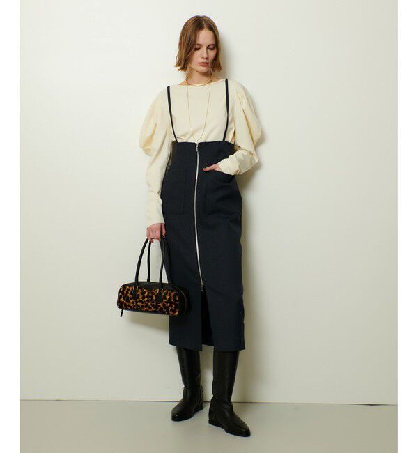 allureville「メランジピンヘッドサススカート」|タイト|