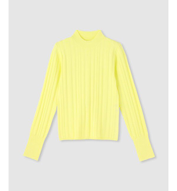 allureville「ストライプモックネックプルオーバー」|ニット・セーター|ライトイエロー