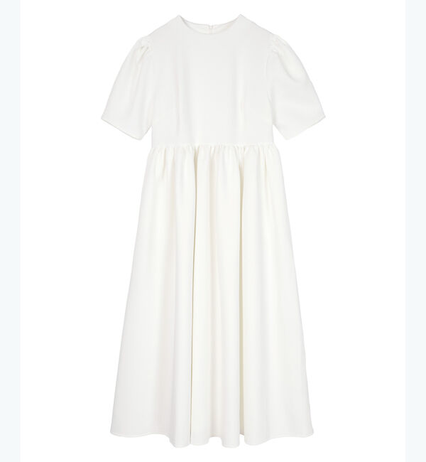 ur's「ボンディングパフスリーブギャザーフレアワンピース」|ワンピース|ホワイト