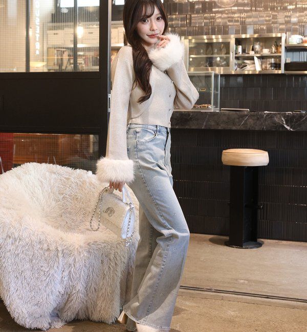  「袖ファーボレロ+キラキラビスチェSET」|ニット・セーター|